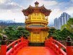 The Golden Pavilion Of Absolute Perfection In Nan Lian Garden In Chi Lin Nunnery, Hong Kong Stock Photo