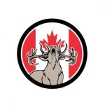Canadian Stag Deer Canada Flag Icon Stock Photo