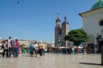 Main Market Square In Krakow Stock Photo