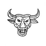 Texas Longhorn Bull Head Mosaic Stock Photo