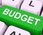 Budget Key Means Allowance Or Spending Plan Stock Photo
