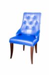 Blue Leather Chair Isolated On White With Clipping Path Stock Photo