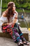 Portrait Of Young Hippie Girl Stock Photo