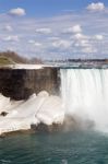 Beautiful Niagara Falls And The Snow Stock Photo