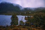 Cradle Mountain In Tasmania On A Cloudy Day Stock Photo