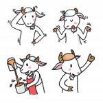 Set Of Goat Cartoon Characters, Group 1 -  Illustration Stock Photo
