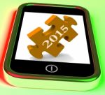 2015 On Smartphone Shows Future Plans For New Year Stock Photo