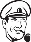 Sea Captain Smiling Smoke Pipe Retro Stock Photo