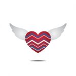 Heart With Wings Love Flat Design Icon  Illustration Stock Photo