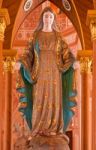 Holy Mary Statue Decorated With Real Precious Stone Stock Photo