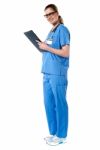 Full Length Portrait Of A Lady Doctor Stock Photo