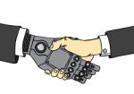 Business Human And Robot Handshake Stock Photo