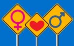 Male And Female Sign In Traffic Sign Stock Photo