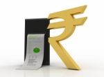Rupee Currency With Mobile Phone . 3d Rendering Illustration Stock Photo