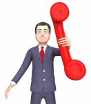 Talking Character Shows Phone Call And Business 3d Rendering Stock Photo