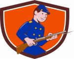 Union Army Soldier Bayonet Rifle Crest Cartoon Stock Photo