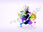 Musical Notes And Exploding Color Stock Photo