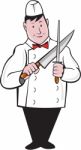 Butcher Sharpening Knife Cartoon Stock Photo