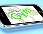 Gym Wordcloud Shows Get Fit And Exercising Stock Photo