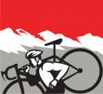 Cyclocross Athlete Running Carrying Bike Alps Retro Stock Photo