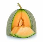 Cantaloupe Melon Isolated On The White Background Stock Photo