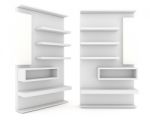 The Shelves Are Designed. White Label For Promotion, Stock Photo