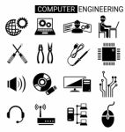 Set Of Computer Engineering Icon Design For Computer Technician Stock Photo