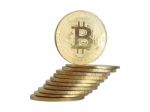 Bitcoin. Golden Cryptocurrency Coin  Stock Photo