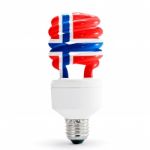 Norway Flag On Energy Saving Lamp Stock Photo