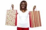 Black Girl Holding Shopping Bag Stock Photo