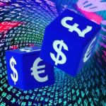 Currencies Dice On Background Shows Forex Stock Photo