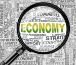 Economy Magnifier Shows Macro Economics 3d Rendering Stock Photo