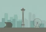 Silhouette Of Seattle Skyline Stock Photo