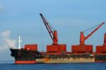 Vessel Cargo With Crane Stock Photo