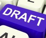 Draft Key Shows Outline Document Or Letter Stock Photo