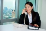 Business Girl Talking Over Phone Stock Photo