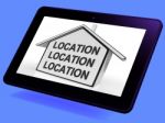 Location Location Location House Tablet Shows Prime Real Estate Stock Photo