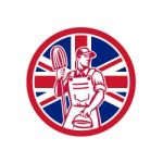 British Professional Cleaner Union Jack Flag Icon Stock Photo