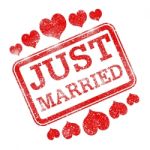 Just Married Means Tenderness Devotion And Wed Stock Photo
