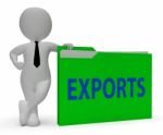 Exports Folder Indicates Sell Abroad 3d Rendering Stock Photo