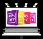 Forty Percent Off Shopping Bags Shows Reduction Stock Photo