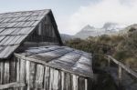 Boat Shed In Dove Lake, Tasmania  Stock Photo