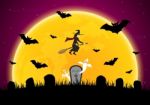 Halloween Witch Moon  Stock Photo