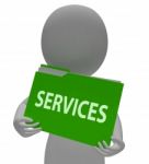 Services Folder Means Customer Service 3d Rendering Stock Photo