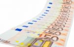 Diagonal Row Of Euro Notes Stock Photo
