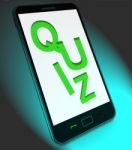 Quiz On Mobile Means Test Quizzes Or Questions Online Stock Photo