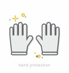 Thin Line Icons, Hand Protection Stock Photo