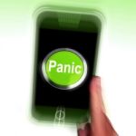Panic Mobile Means Anxiety Distress And Alarm Stock Photo