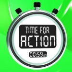 Time For Action Clock Shows To Inspire And Motivate Stock Photo