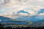 De Los Chillos Valley And Volcano Cotopaxi, Ecuador Stock Photo